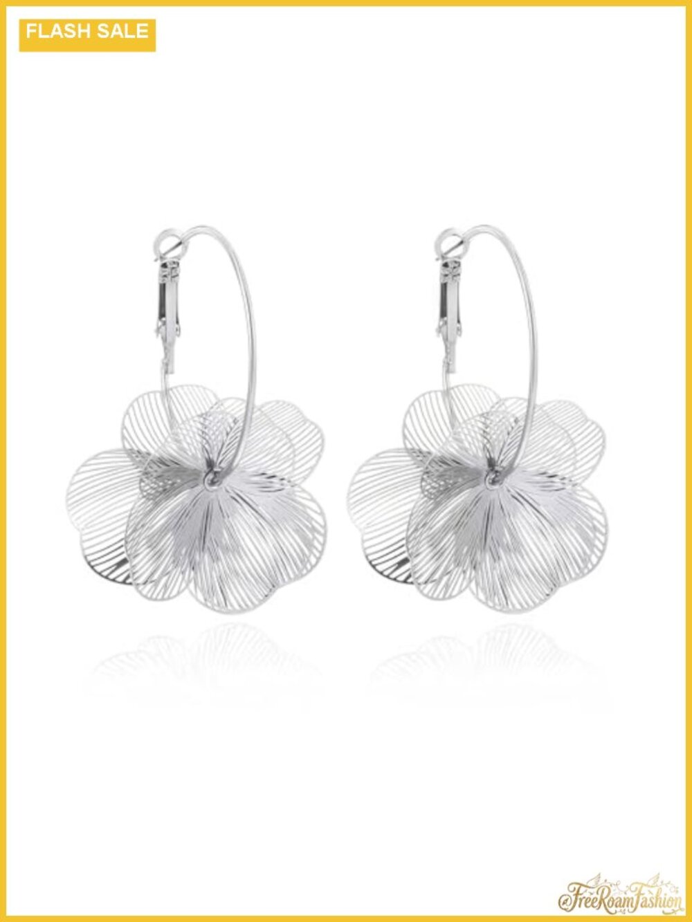 Gold Silver Flower Dangle Earrings for Women